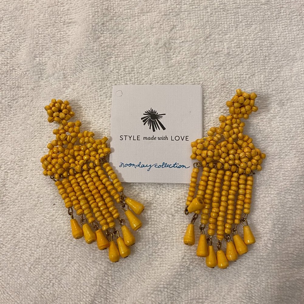 Noonday Collection Mustard Beaded Earrings
